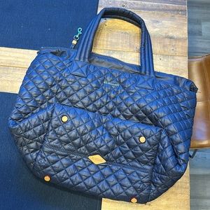 MZ Wallace Quilted Black Bag with Gold Accents